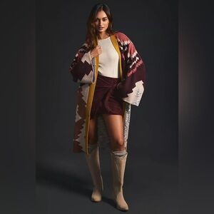 Anthropologie Chevron Aztec Print Knit Duster Cardigan Sweater (One Size)